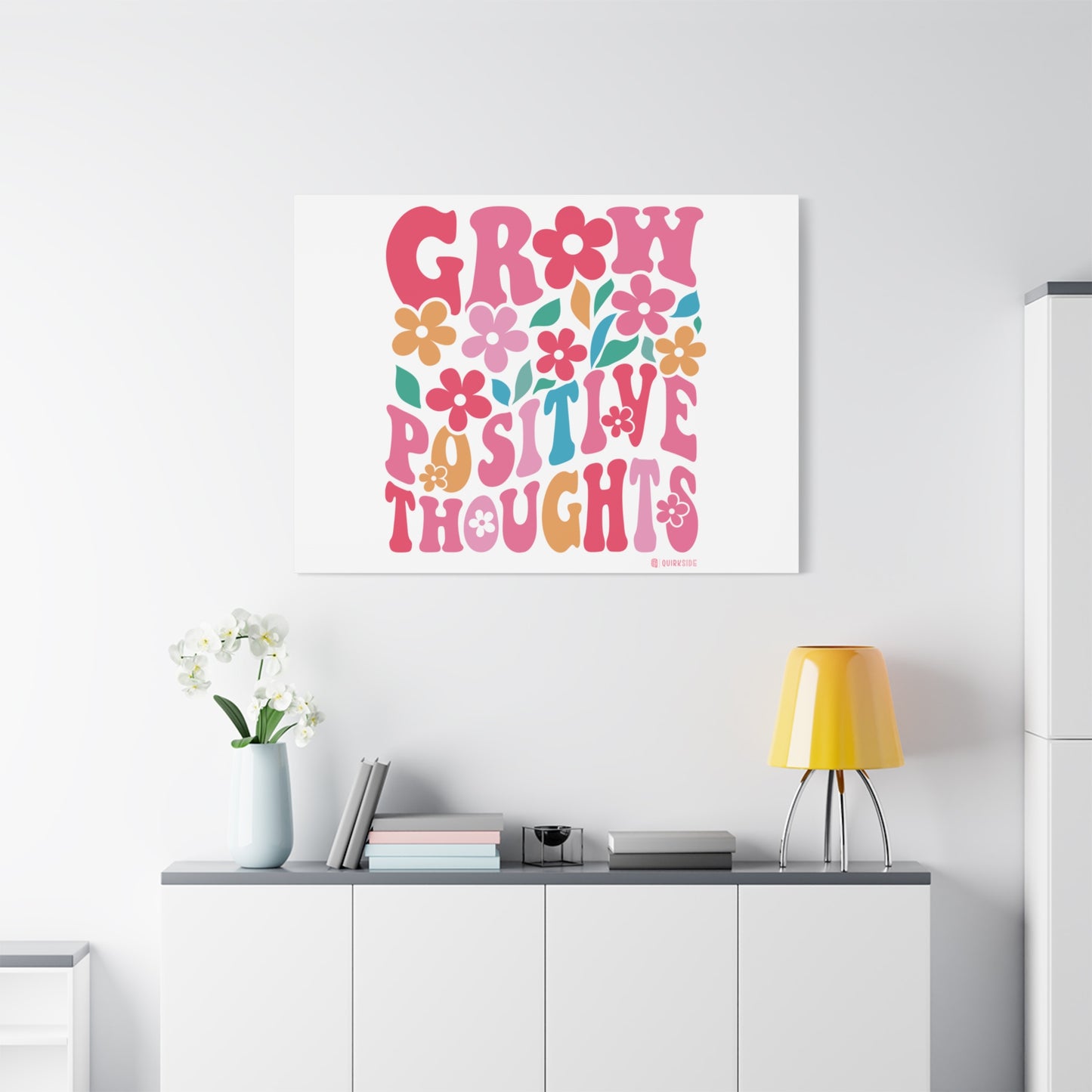 Positive Thoughts Canvas Wall Art, Grow Positive Thoughts Home Decor, Flower Wall Decor, Gift for Encouragement, Motivational Artwork, [...]