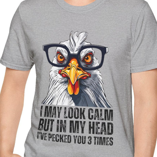 Funny Chicken Unisex T-Shirt, Crazy Chicken Tee, Quirky Humor Shirt, Stand Out Apparel, Hilarious Graphic Top - Quirkside Creations