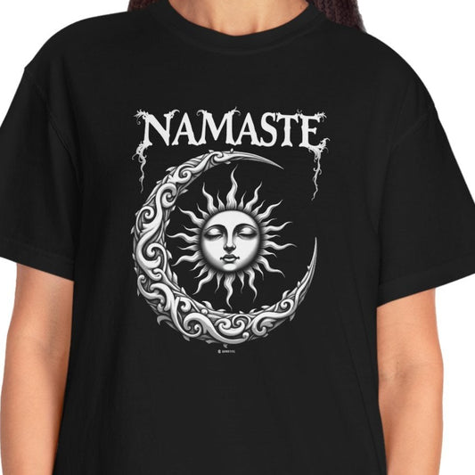 Namastay Gothic Moon Unisex T-shirt, Sanskrit Greeting Tee, Moon Phases Shirt, Spiritual Clothing, Boho Top