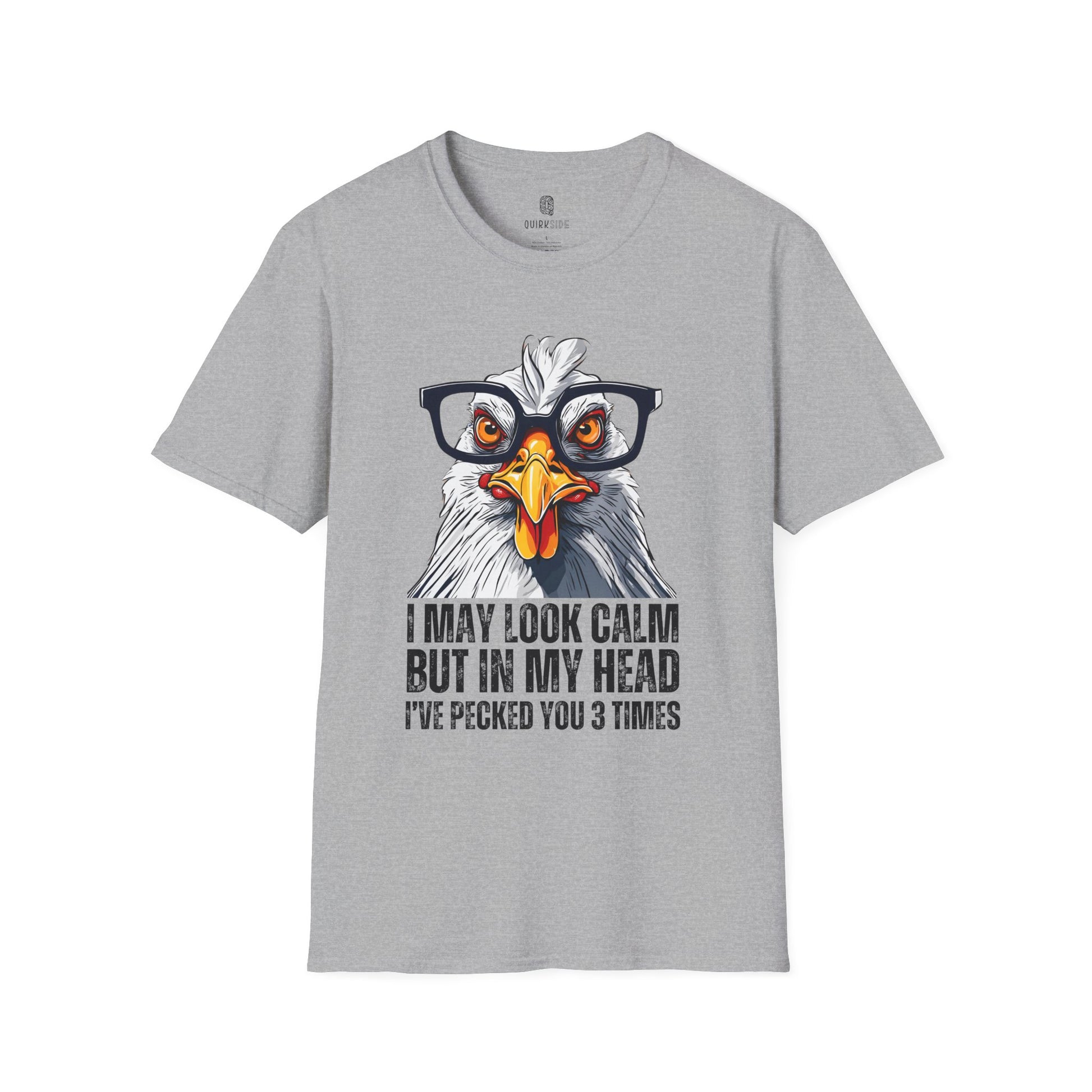 Funny Chicken Unisex T-Shirt, Crazy Chicken Tee, Quirky Humor Shirt, Stand Out Apparel, Hilarious Graphic Top - Quirkside Creations