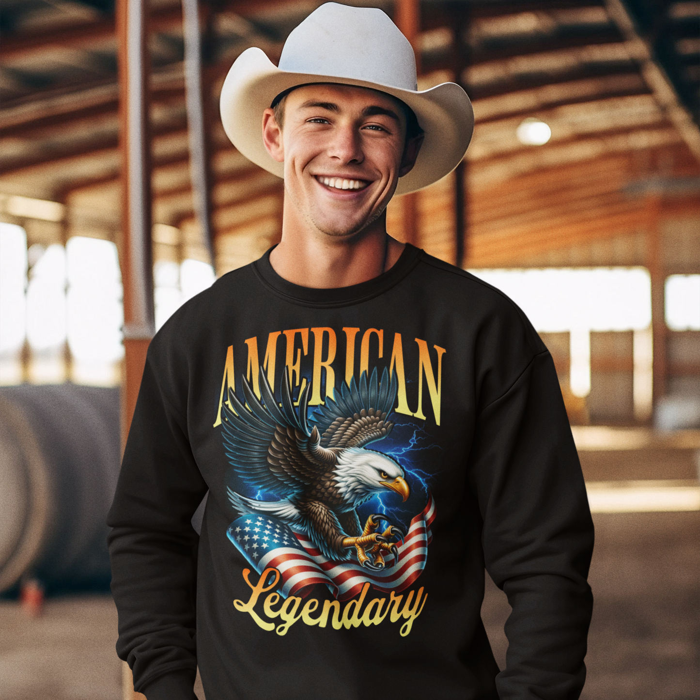 American Bald Eagle Unisex Sweatshirt, USA Patriotic Crewneck, National Bird Pride Apparel, Patriotic Eagle Pullover, Flag Lover Jumper - Quirkside Creations