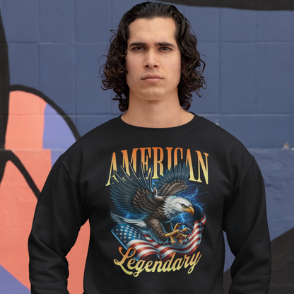 American Bald Eagle Unisex Sweatshirt, USA Patriotic Crewneck, National Bird Pride Apparel, Patriotic Eagle Pullover, Flag Lover Jumper - Quirkside Creations