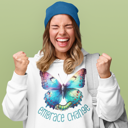 Butterfly Transformation Hoodie, Inspirational Change Sweatshirt, Metamorphosis Quote Jumper, Growth Encouragement Pullover, Positive - Quirkside Creations