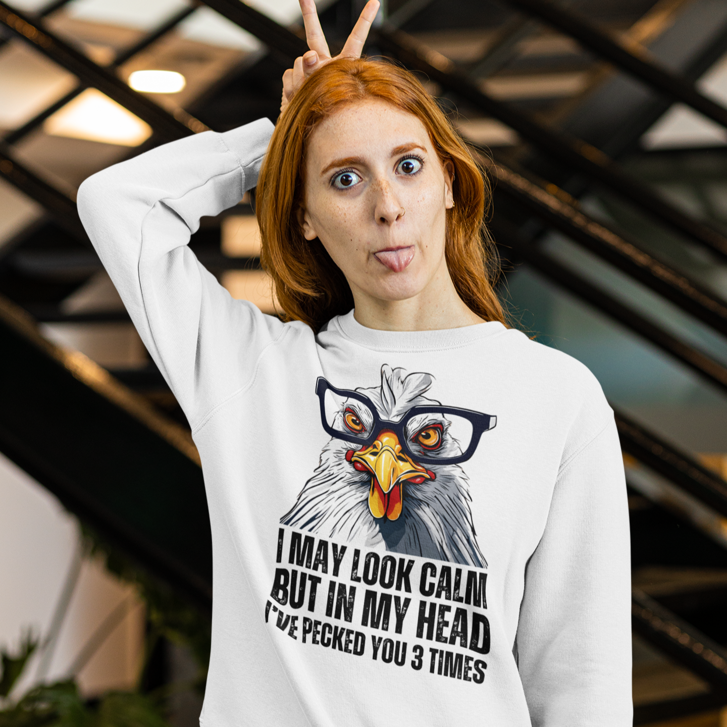 Funny Crazy Chicken Unisex Sweatshirt, Humorous Animal Confession Jumper, Comical Hen Pullover, Quirky Rooster Crew Neck Top, Laughable - Quirkside Creations