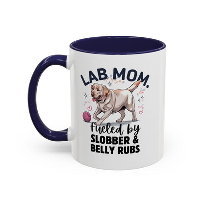 Lab Mom Coffee Mug - Fueled by Slobber & Belly Rubs, Dog Lover Gift, Pet Owner Coffee Cup, Personalized Dog Mom Mug, Cute Animal Mug