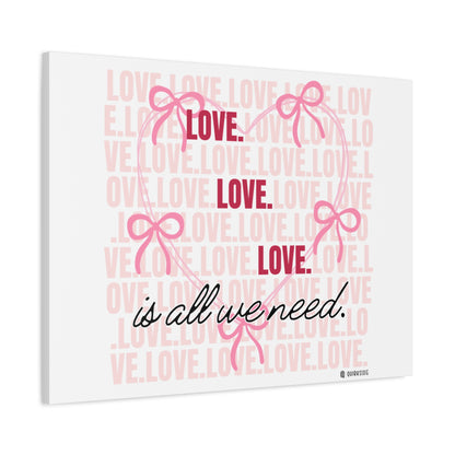 Love-Themed Canvas Wall Art with Pink Bows, Inspirational Home Decor for Weddings, Anniversaries, Valentine's Day, Gifts for Her