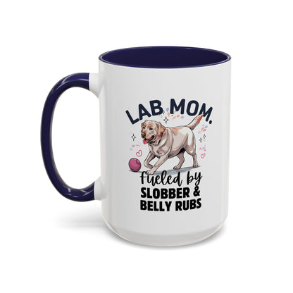 Lab Mom Coffee Mug - Fueled by Slobber & Belly Rubs, Dog Lover Gift, Pet Owner Coffee Cup, Personalized Dog Mom Mug, Cute Animal Mug