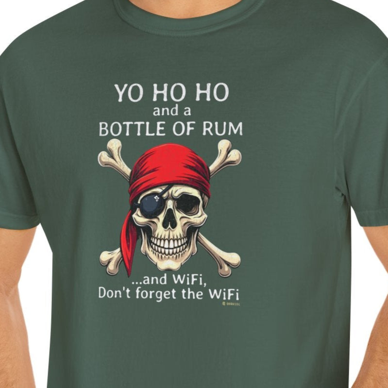 Funny Pirate WiFi Unisex T-shirt, Novelty Jolly Roger Tee, Sarcastic Graphic Shirt, Nautical Humor Top, Gift for Tech Enthusiasts