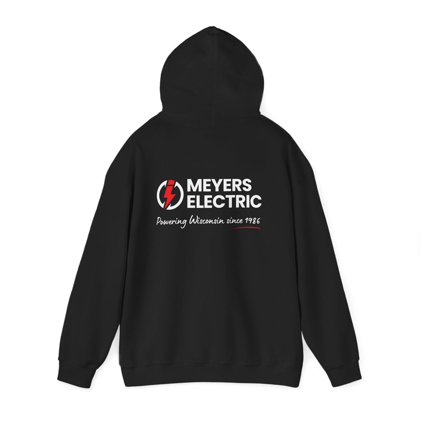Meyers Electric Logo Hoodie — Navy Workwear Pullover for Electricians
