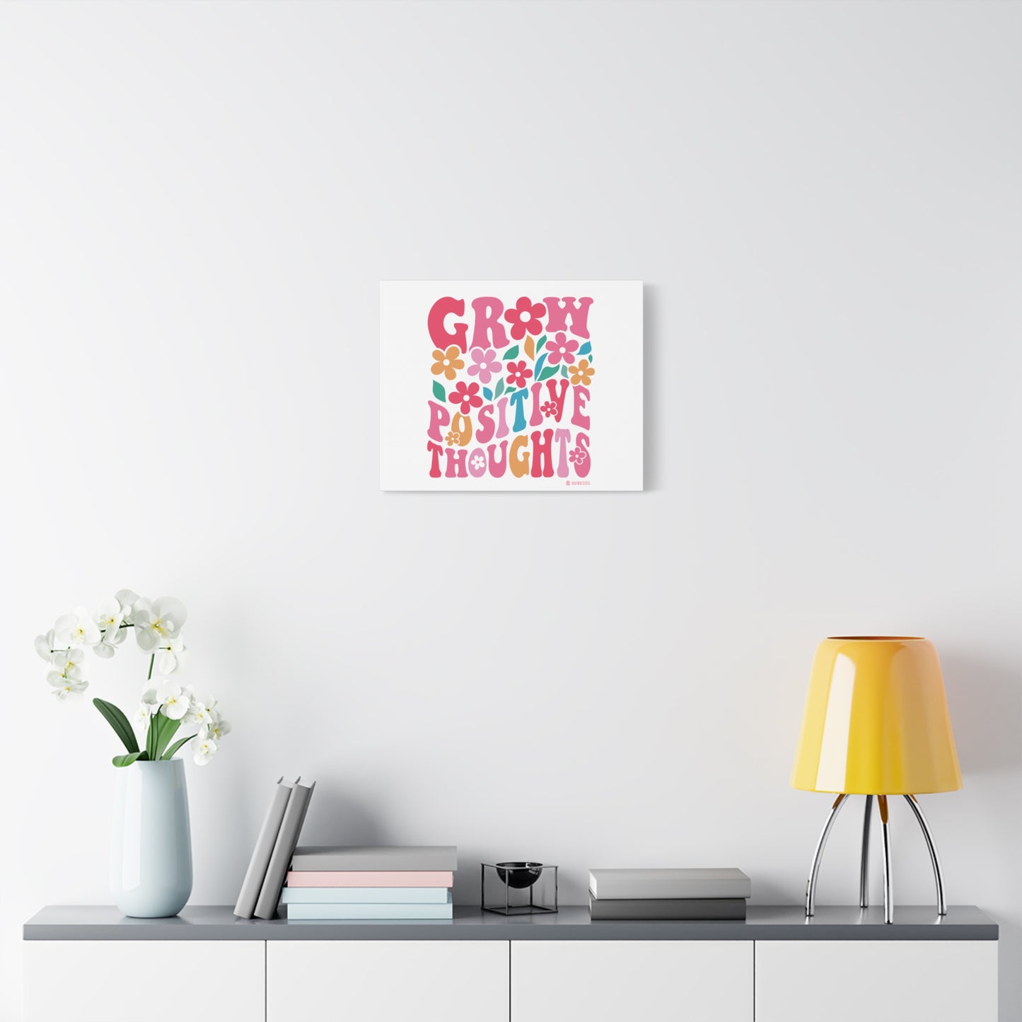 Positive Thoughts Canvas Wall Art, Grow Positive Thoughts Home Decor, Flower Wall Decor, Gift for Encouragement, Motivational Artwork, [...]