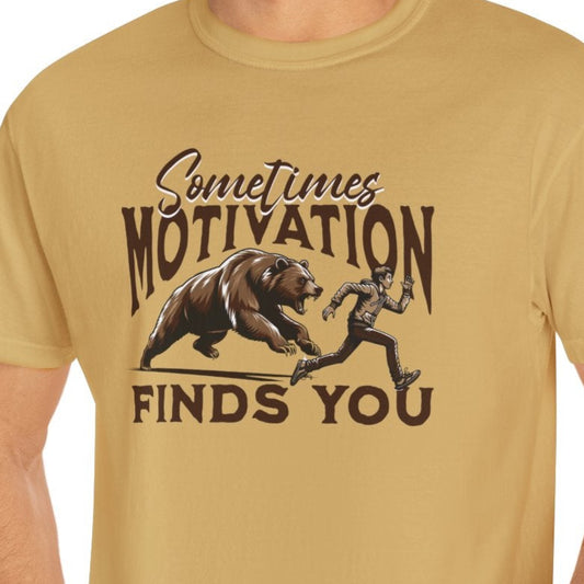 Funny Running Motivation Unisex T-shirt, Bear Chasing Humor Tee, Workout Inspiration Shirt, Fitness Apparel, Running Gift - Quirkside Creations