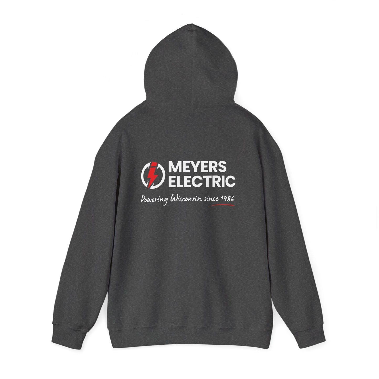 Meyers Electric Logo Hoodie — Navy Workwear Pullover for Electricians