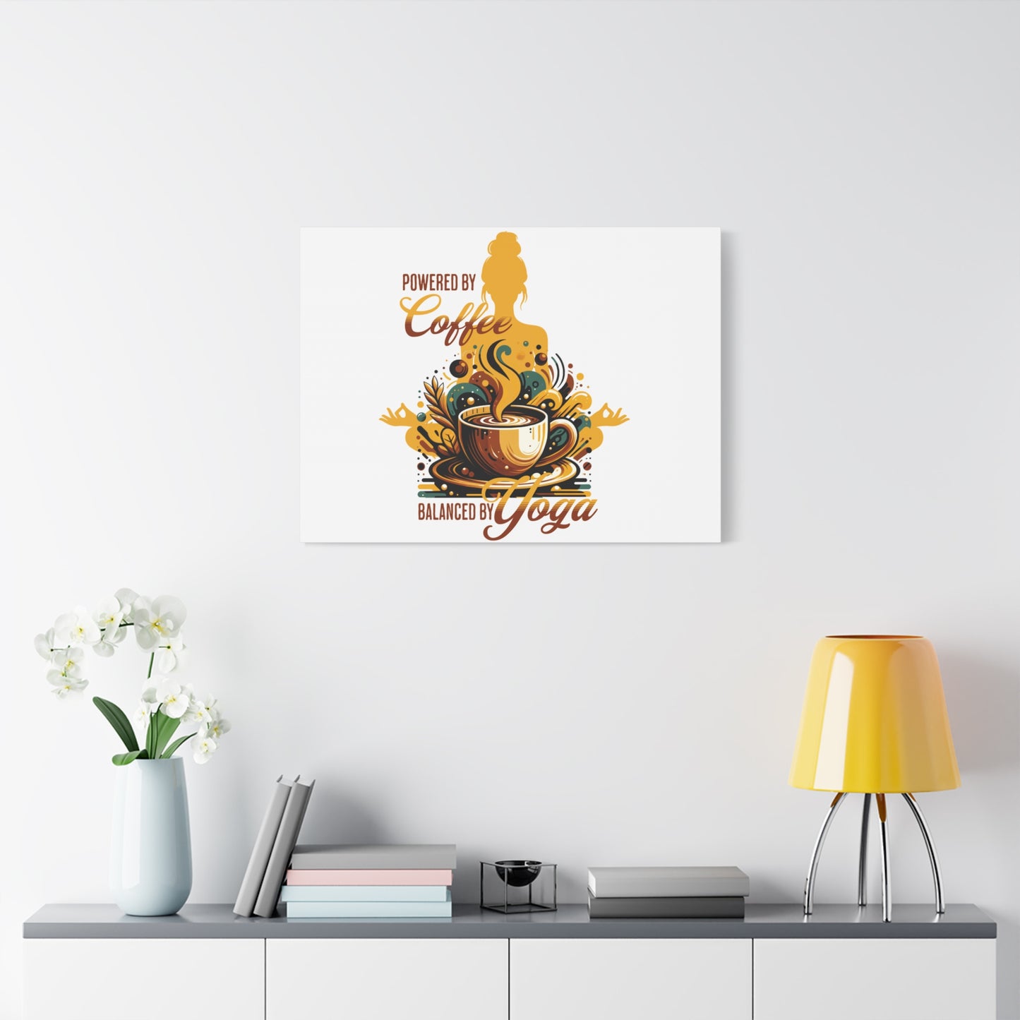 Yoga and Coffee Wall Art, Inspirational Canvas Print, Home Decor for Yogis, Gift for Coffee Lovers, Motivational Artwork, Office Decoration
