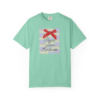 Peaceful Vibes Unisex T-shirt, Kindness Love Tee, Inspirational Shirt, Positivity Apparel, Comfortable Garment-Dyed Top