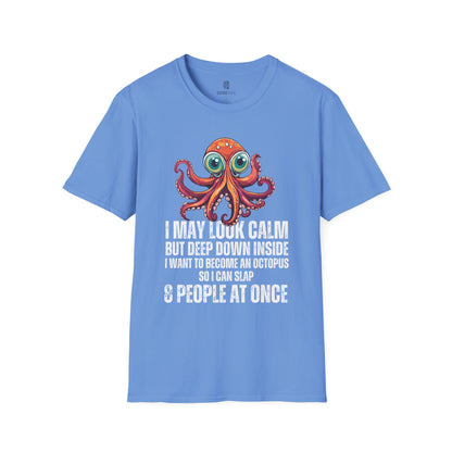 Octopus Funny Unisex Softstyle T-Shirt, Crazy Humor Tee, Stand Out Shirt, Quirky Octopus Top, Hilarious Graphic Tee