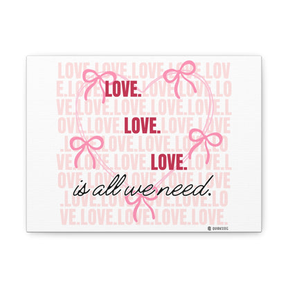 Love-Themed Canvas Wall Art with Pink Bows, Inspirational Home Decor for Weddings, Anniversaries, Valentine's Day, Gifts for Her