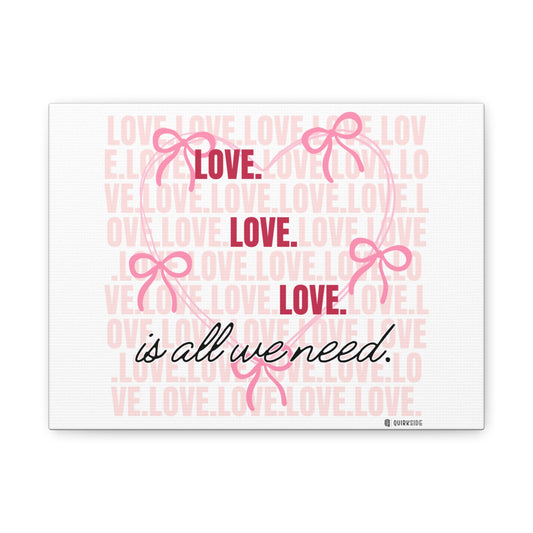 Love-Themed Canvas Wall Art with Pink Bows, Inspirational Home Decor for Weddings, Anniversaries, Valentine's Day, Gifts for Her