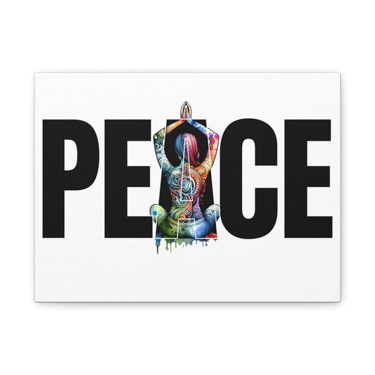 Colorful Peace Yoga Canvas Wall Art, Mindfulness Decor, Inspirational Gift for Practitioners, Meditation Room Decoration, Peaceful Vibes