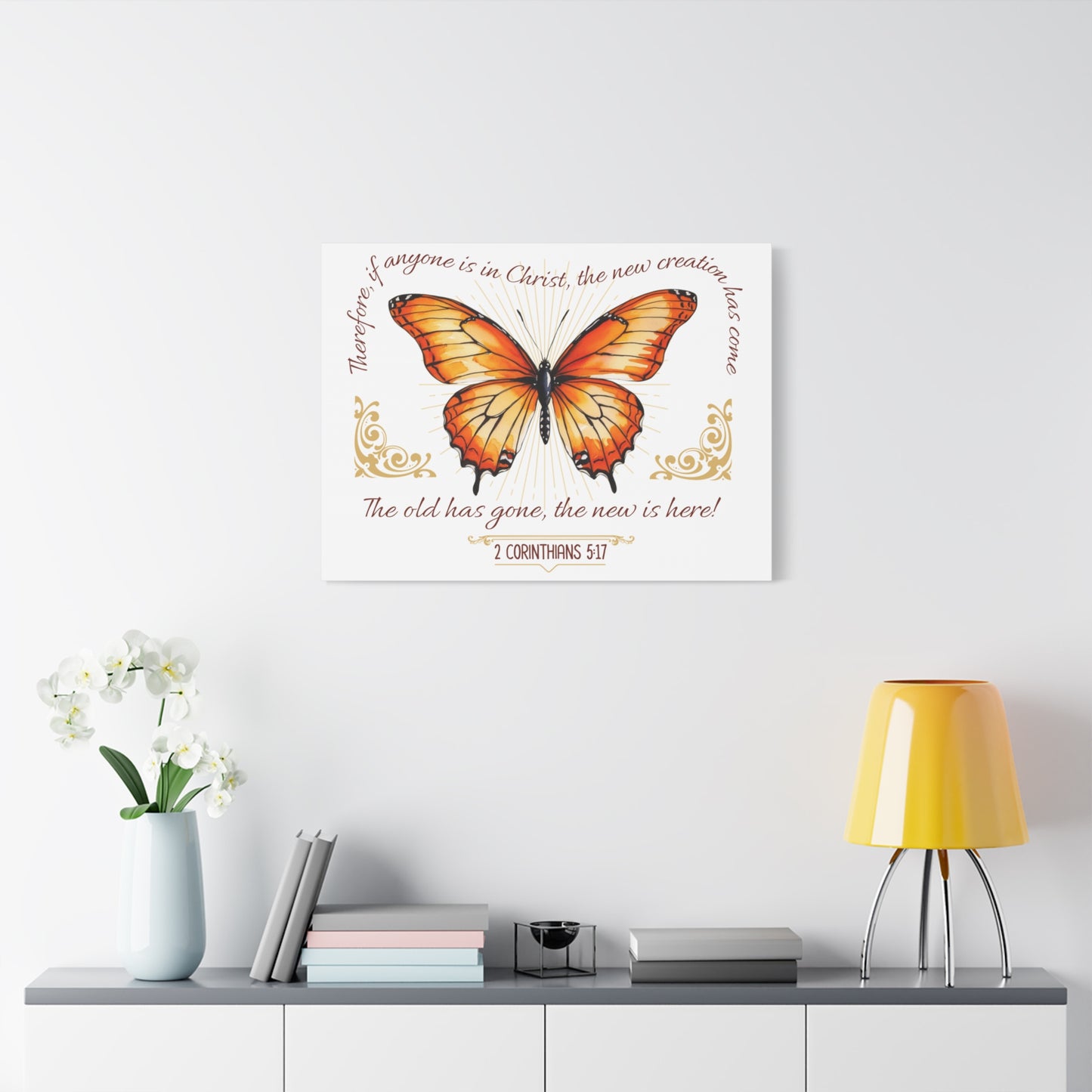 Butterfly Wall Art, Inspirational Canvas Print, Christian Home Decor, Gift for Religious Celebrations, Motivational Artwork