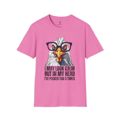 Funny Chicken Unisex T-Shirt, Crazy Chicken Tee, Quirky Humor Shirt, Stand Out Apparel, Hilarious Graphic Top - Quirkside Creations
