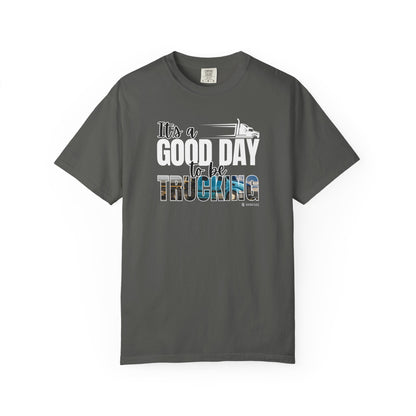 Trucking T-shirt, Truckers Tee, Highway Driver Shirt, On The Road Top, Unisex Tee, Comfortable Garment-Dyed Shirt