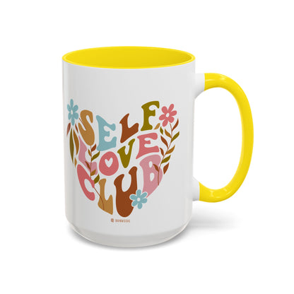 Self Love Club Coffee Mug - Empowering Floral Design, Great for Gifts, Self-Care, Friends, Motivational Mugs
