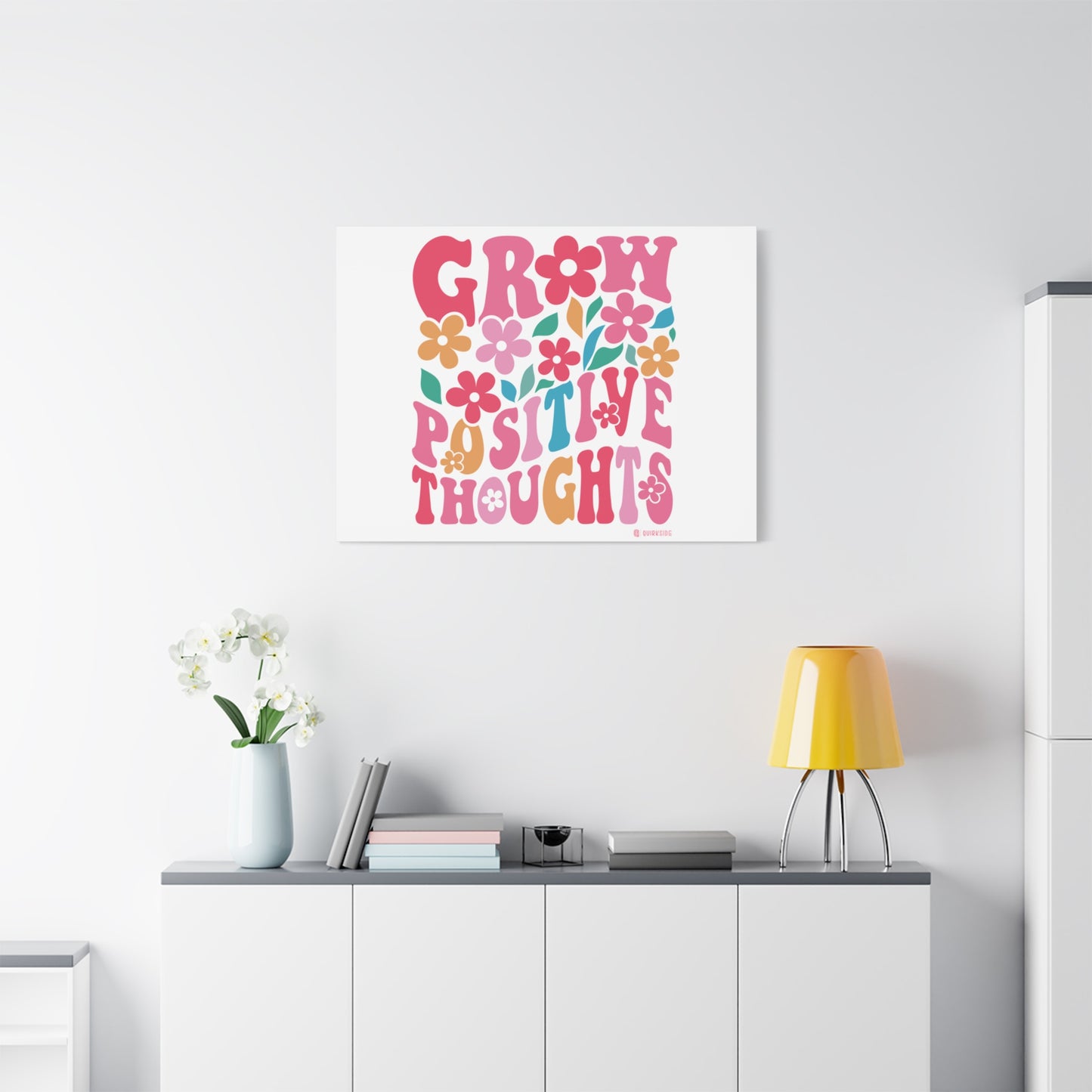 Positive Thoughts Canvas Wall Art, Grow Positive Thoughts Home Decor, Flower Wall Decor, Gift for Encouragement, Motivational Artwork, [...]