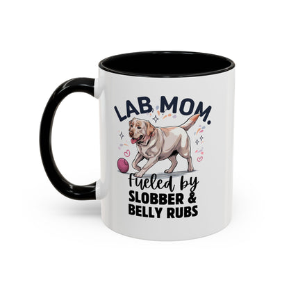 Lab Mom Coffee Mug - Fueled by Slobber & Belly Rubs, Dog Lover Gift, Pet Owner Coffee Cup, Personalized Dog Mom Mug, Cute Animal Mug