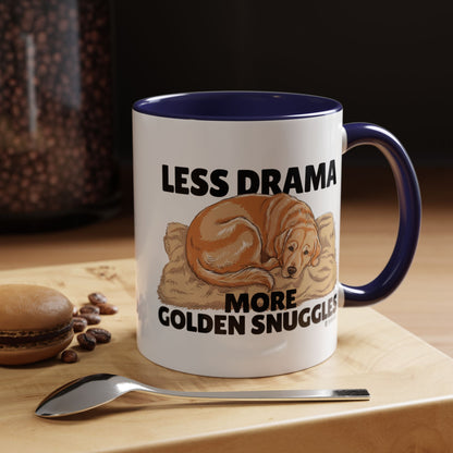 Golden Snuggles Coffee Mug - Less Drama More Snuggles, Dog Lover Gift, Perfect for Home, Funny Dog Mug, Pet Owner Treat