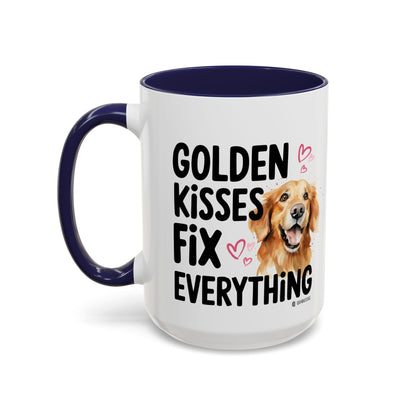 Golden Kisses Fix Everything Mug, Dog Lover Gift, Pet Owner Coffee Cup, Cute Animal Lover Mug, Fun Pet Quote Mug