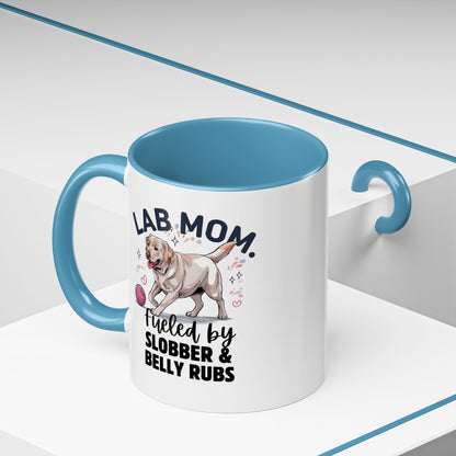 Lab Mom Coffee Mug - Fueled by Slobber & Belly Rubs, Dog Lover Gift, Pet Owner Coffee Cup, Personalized Dog Mom Mug, Cute Animal Mug