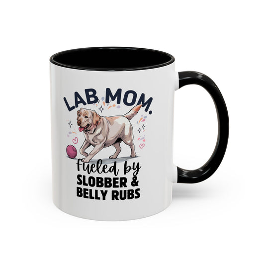 Lab Mom Coffee Mug - Fueled by Slobber & Belly Rubs, Dog Lover Gift, Pet Owner Coffee Cup, Personalized Dog Mom Mug, Cute Animal Mug