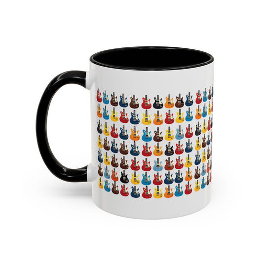 Coffee Mug - Wall of Guitars Design - Music Lover Gift