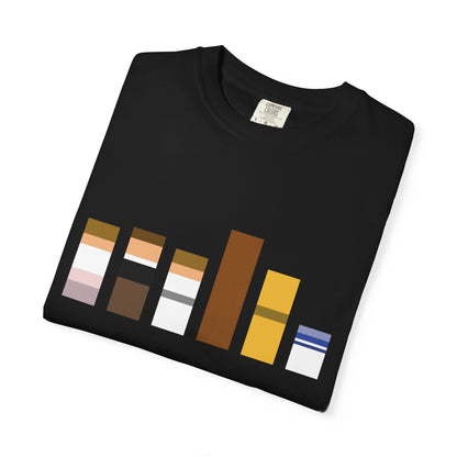 Star Wars Character Lineup T-Shirt - Bar Diagram of Key Legacy Characters