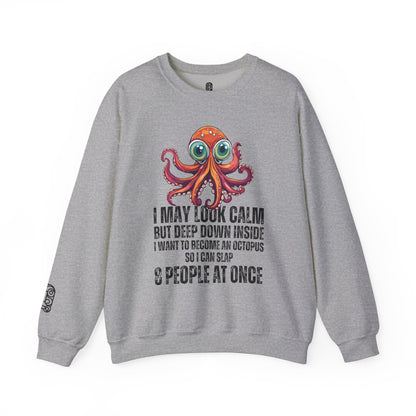 Octopus-themed Sweatshirt, Funny Unisex Crewneck Jumper, Quirky Humor Top, Stand Out Clothing, Hilarious Gift for Men and Women - Quirkside Creations