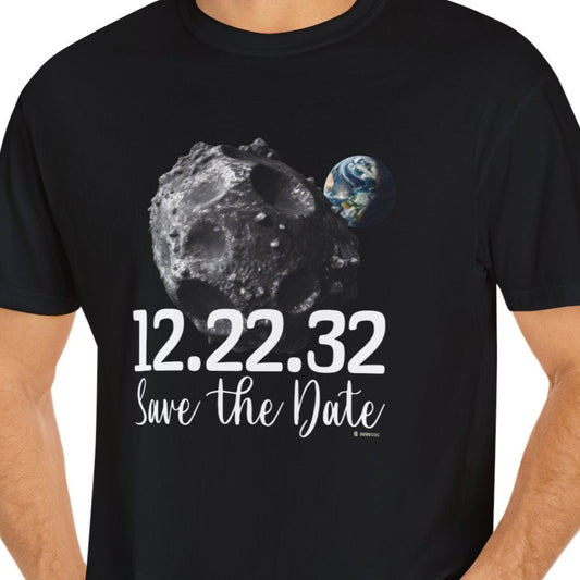 Asteroid Apocalypse Unisex T-shirt, Funny Space Shirt, Quirky Astronomical Tee, Armageddon Top, Unique Astronomy Clothing