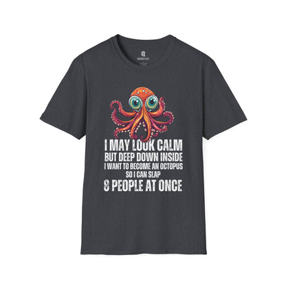 Octopus Funny Unisex Softstyle T-Shirt, Crazy Humor Tee, Stand Out Shirt, Quirky Octopus Top, Hilarious Graphic Tee