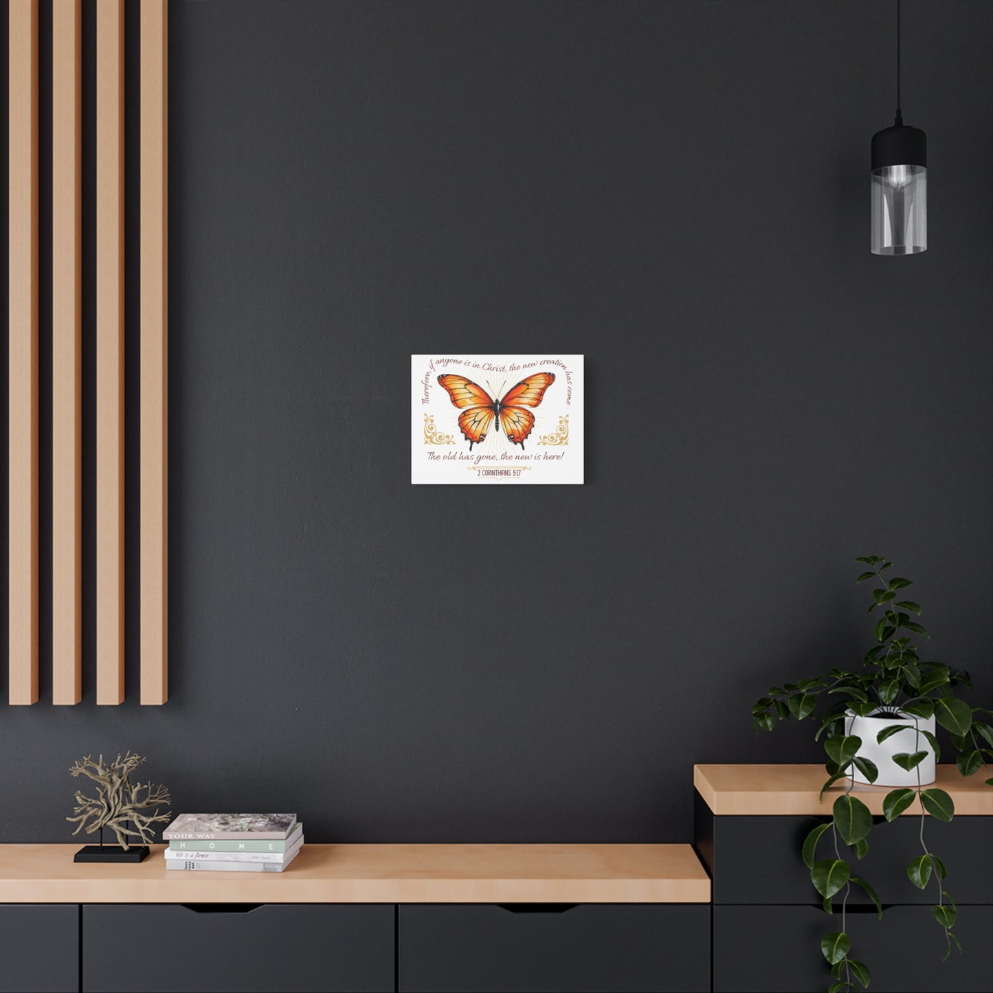Butterfly Wall Art, Inspirational Canvas Print, Christian Home Decor, Gift for Religious Celebrations, Motivational Artwork