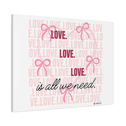 Love-Themed Canvas Wall Art with Pink Bows, Inspirational Home Decor for Weddings, Anniversaries, Valentine's Day, Gifts for Her