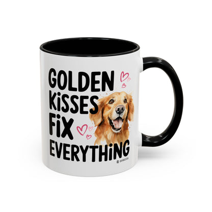 Golden Kisses Fix Everything Mug, Dog Lover Gift, Pet Owner Coffee Cup, Cute Animal Lover Mug, Fun Pet Quote Mug