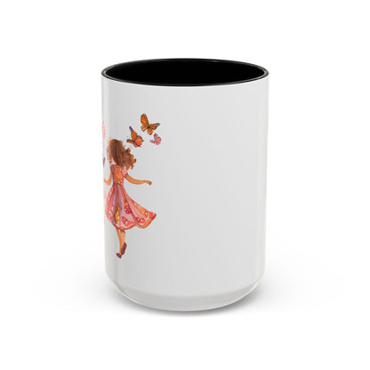 Whimsical Butterfly Accent Coffee Mug, Floral Mug, Gift for Her, Boho Decor, Butterfly Lovers, Inspirational Coffee Cup