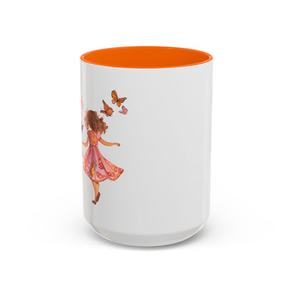 Whimsical Butterfly Accent Coffee Mug, Floral Mug, Gift for Her, Boho Decor, Butterfly Lovers, Inspirational Coffee Cup