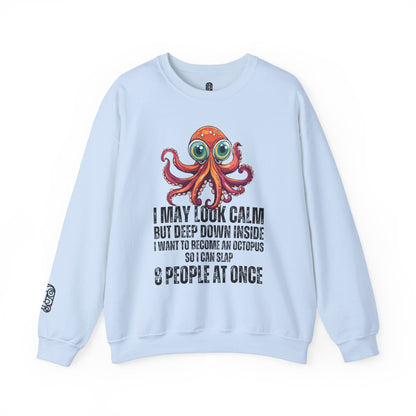 Octopus-themed Sweatshirt, Funny Unisex Crewneck Jumper, Quirky Humor Top, Stand Out Clothing, Hilarious Gift for Men and Women - Quirkside Creations