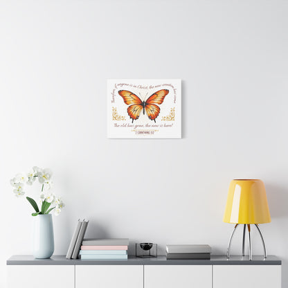 Butterfly Wall Art, Inspirational Canvas Print, Christian Home Decor, Gift for Religious Celebrations, Motivational Artwork