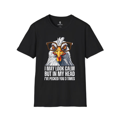 Funny Chicken Unisex T-Shirt, Crazy Chicken Tee, Quirky Humor Shirt, Stand Out Apparel, Hilarious Graphic Top - Quirkside Creations
