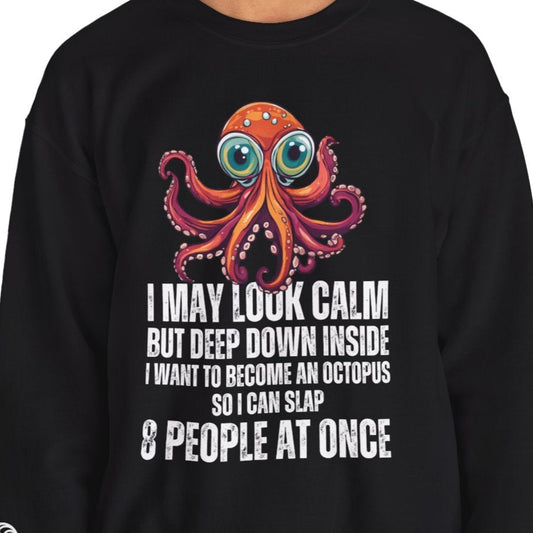 Octopus-themed Sweatshirt, Funny Unisex Crewneck Jumper, Quirky Humor Top, Stand Out Clothing, Hilarious Gift for Men and Women - Quirkside Creations