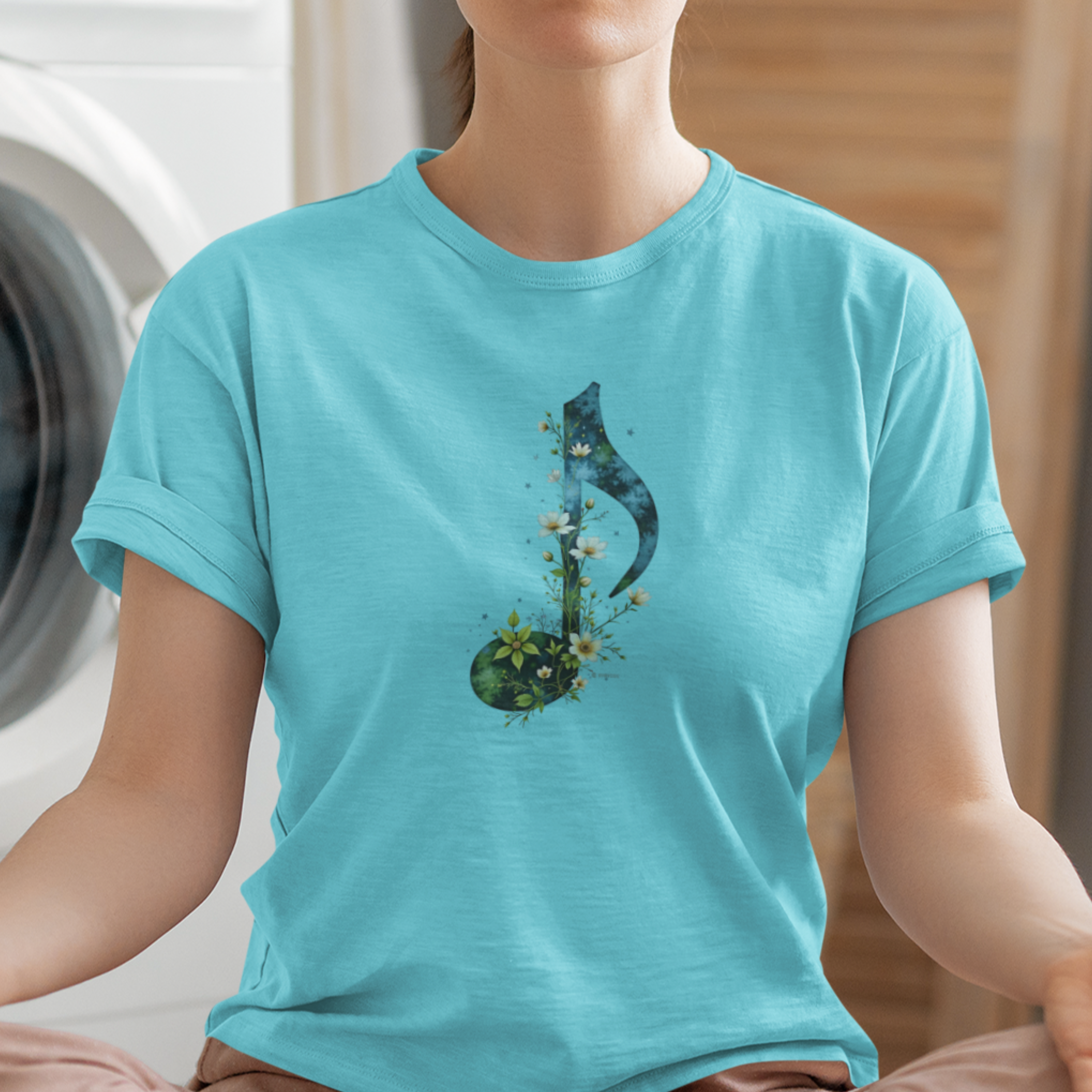 Music and Nature Unisex T-shirt, Rhythm Bloom Design, Music Lover Gift, Nature Enthusiast Tee, Festival Shirt, Botanical Graphic Tee