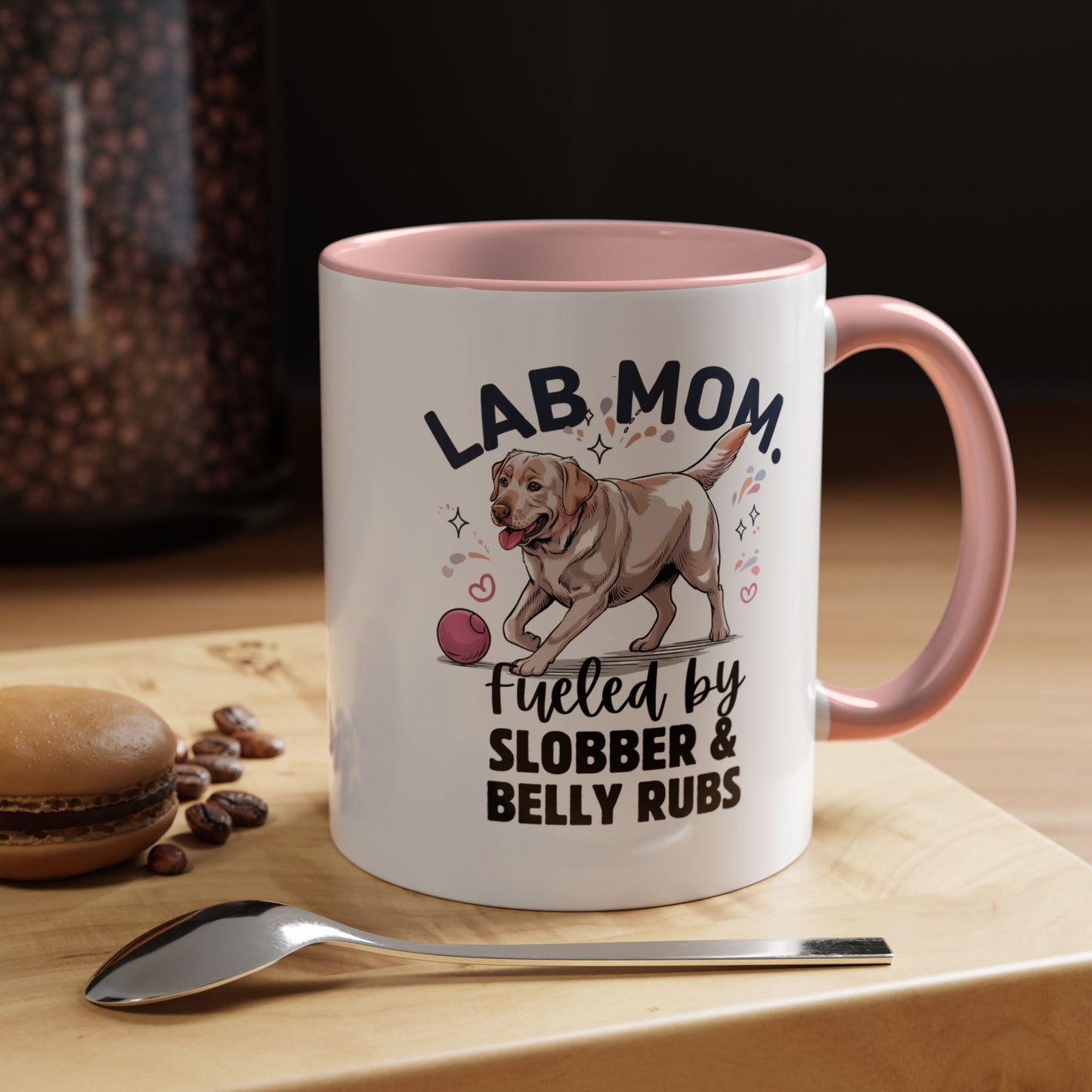 Lab Mom Coffee Mug - Fueled by Slobber & Belly Rubs, Dog Lover Gift, Pet Owner Coffee Cup, Personalized Dog Mom Mug, Cute Animal Mug