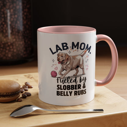 Lab Mom Coffee Mug - Fueled by Slobber & Belly Rubs, Dog Lover Gift, Pet Owner Coffee Cup, Personalized Dog Mom Mug, Cute Animal Mug