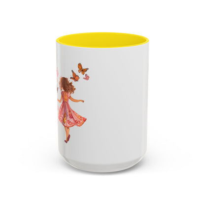 Whimsical Butterfly Accent Coffee Mug, Floral Mug, Gift for Her, Boho Decor, Butterfly Lovers, Inspirational Coffee Cup